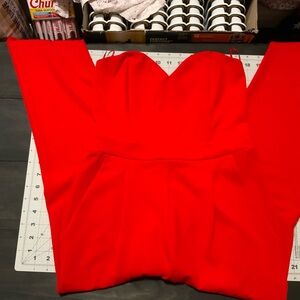 Express Red Strapless Jumpsuit